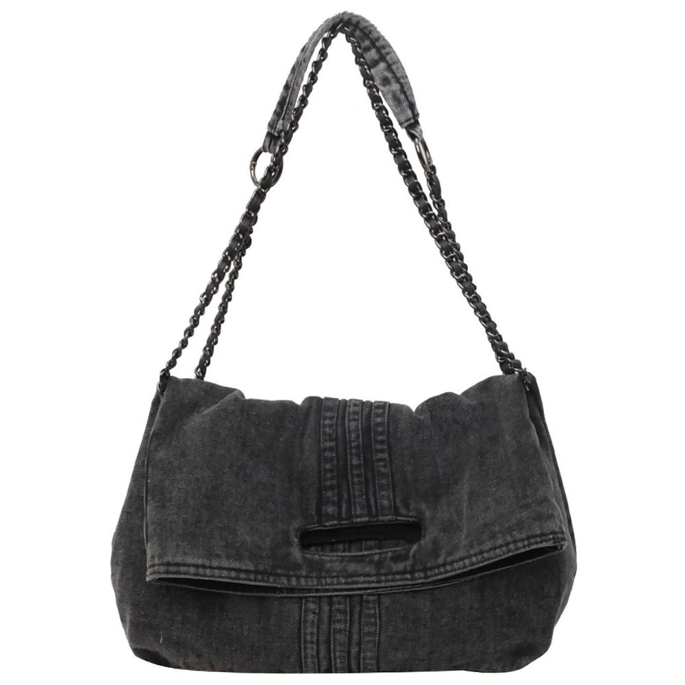 Denim Purse Jean Purses Black Denim Tote Bag Jean Shoulder :>
